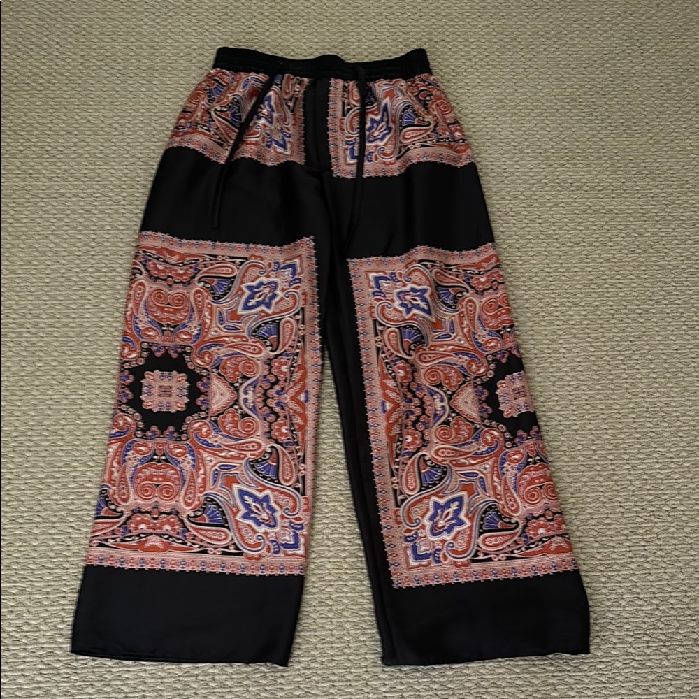 Zara Black Wide Leg Pants with Bohemian Flair